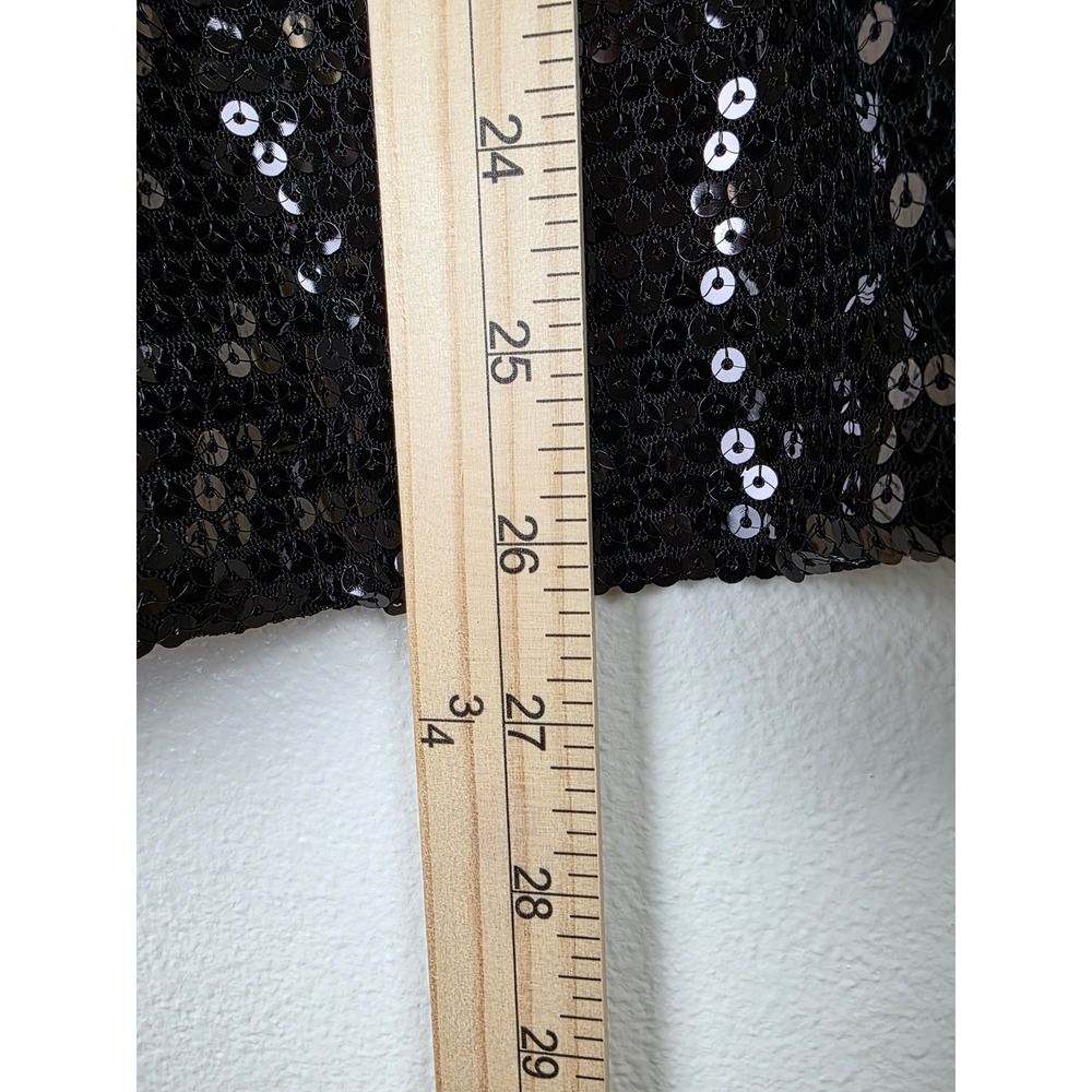 Sequin Front Black Women's Party Top - Elegant Evening Blouse - Picture 7 of 12
